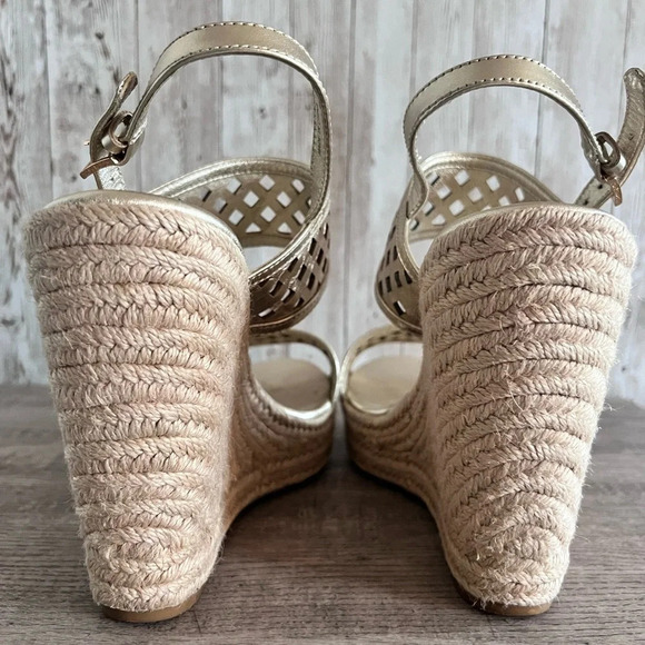 Tory Burch Gold Woven Espadrilles Size 10.5 - Picture 3 of 5